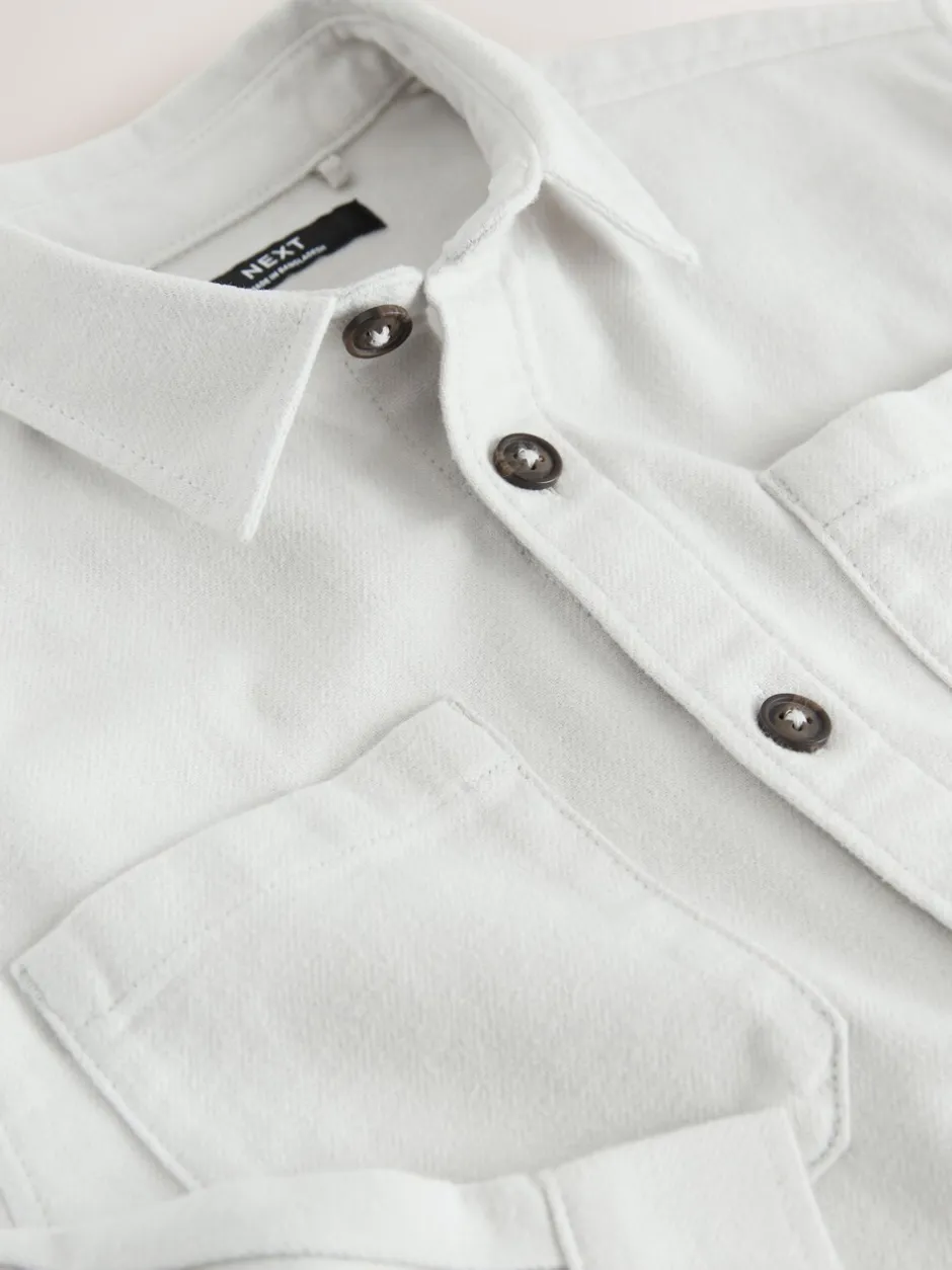 Shirts*Next - Geborsteld overshirt (3-16jr) Lichtgrijs