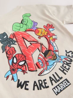 T-Shirts|Tops*Next - Marvel Short Sleeve Cotton T-Shirt (3mths-8yrs) Lichtgrijs