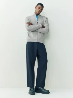 Gebreide Kleding*Next - Regular Fit 100% Cotton Premium Zip-Through Cardigan Lichtgrijs