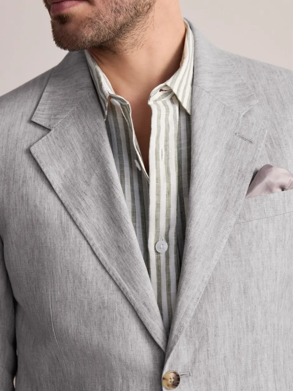 Blazers En Business-Jasjes|Pakken|Next - Slimfit Leomaster Italiaans 100% linnen colbert Lichtgrijs
