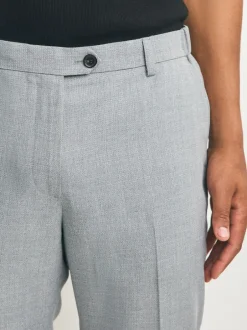 Formele Broek|Next - Slimme broek met elastische tailleband en normale pasvorm Lichtgrijs