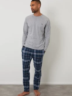 Pyjama's|Threadbare Lichtgrijs - - Pyjamaset van gemengde stoffen met lange mouwen