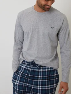 Pyjama's|Threadbare Lichtgrijs - - Pyjamaset van gemengde stoffen met lange mouwen