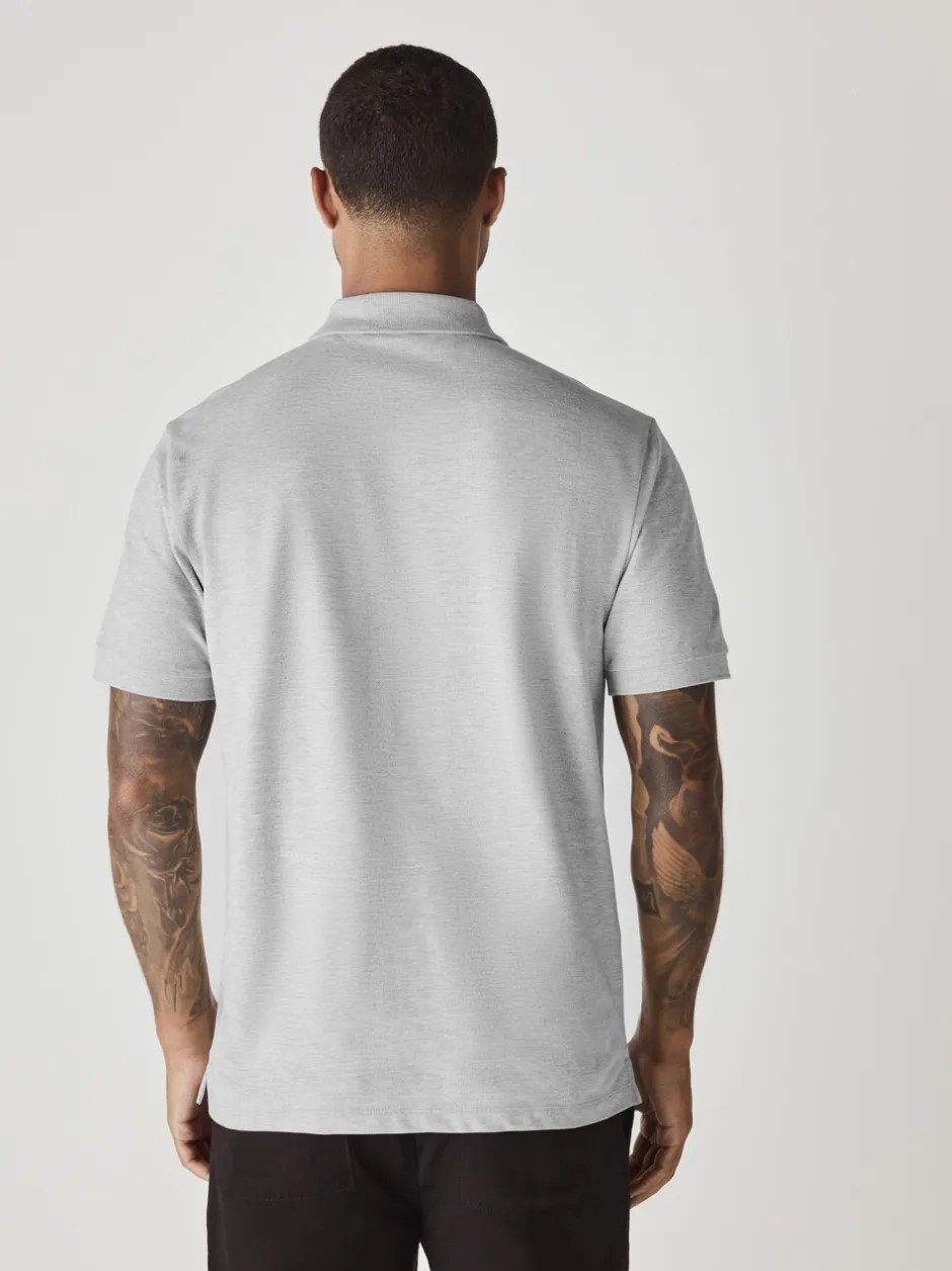 Poloshirts|T-Shirts En Hemden|Next Lichtgrijs gemêleerd - Normale Pasvorm - Piqué poloshirt met korte mouwen