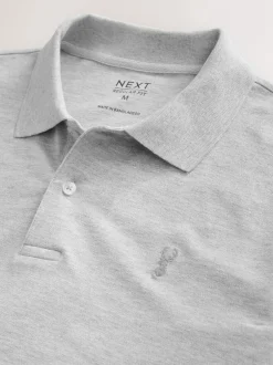 Poloshirts|T-Shirts En Hemden|Next Lichtgrijs gemêleerd - Normale Pasvorm - Piqué poloshirt met korte mouwen