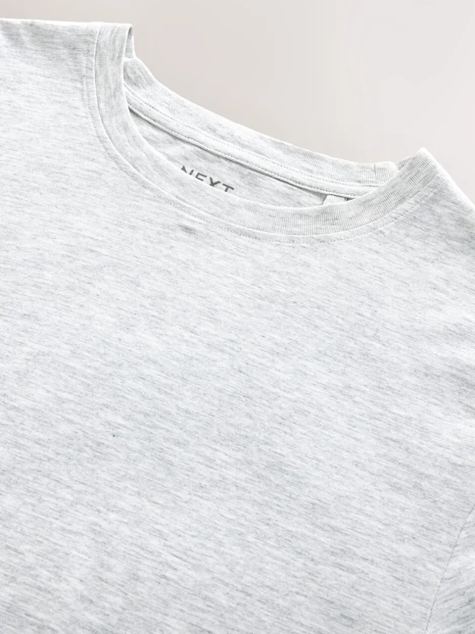 T-Shirts En Hemden|Next Lichtgrijs gemêleerd - Slim Fit - Essentieel katoenen T-shirt met ronde hals