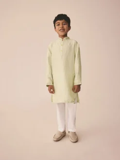 Kurtas*Next Lichtgroen geborduurd - Kurta (3mnd -16jr)