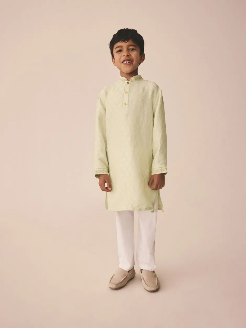Kurtas*Next Lichtgroen geborduurd - Kurta (3mnd -16jr)