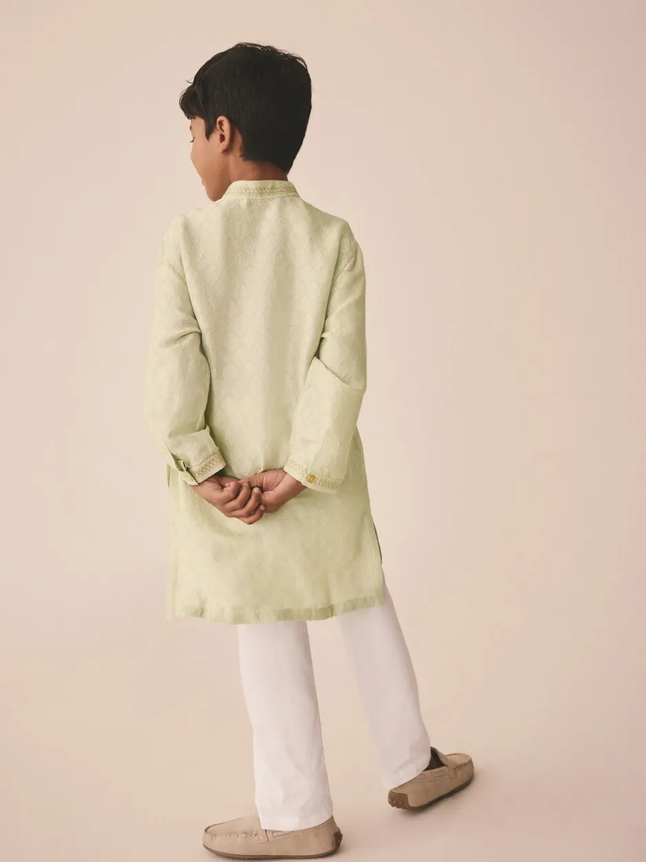 Kurtas*Next Lichtgroen geborduurd - Kurta (3mnd -16jr)