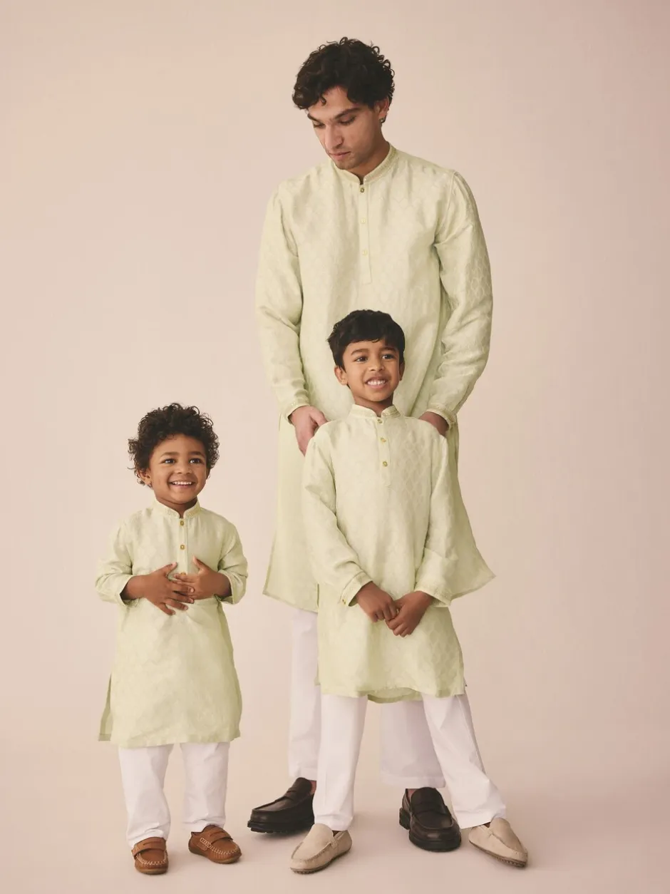 Kurtas*Next Lichtgroen geborduurd - Kurta (3mnd -16jr)