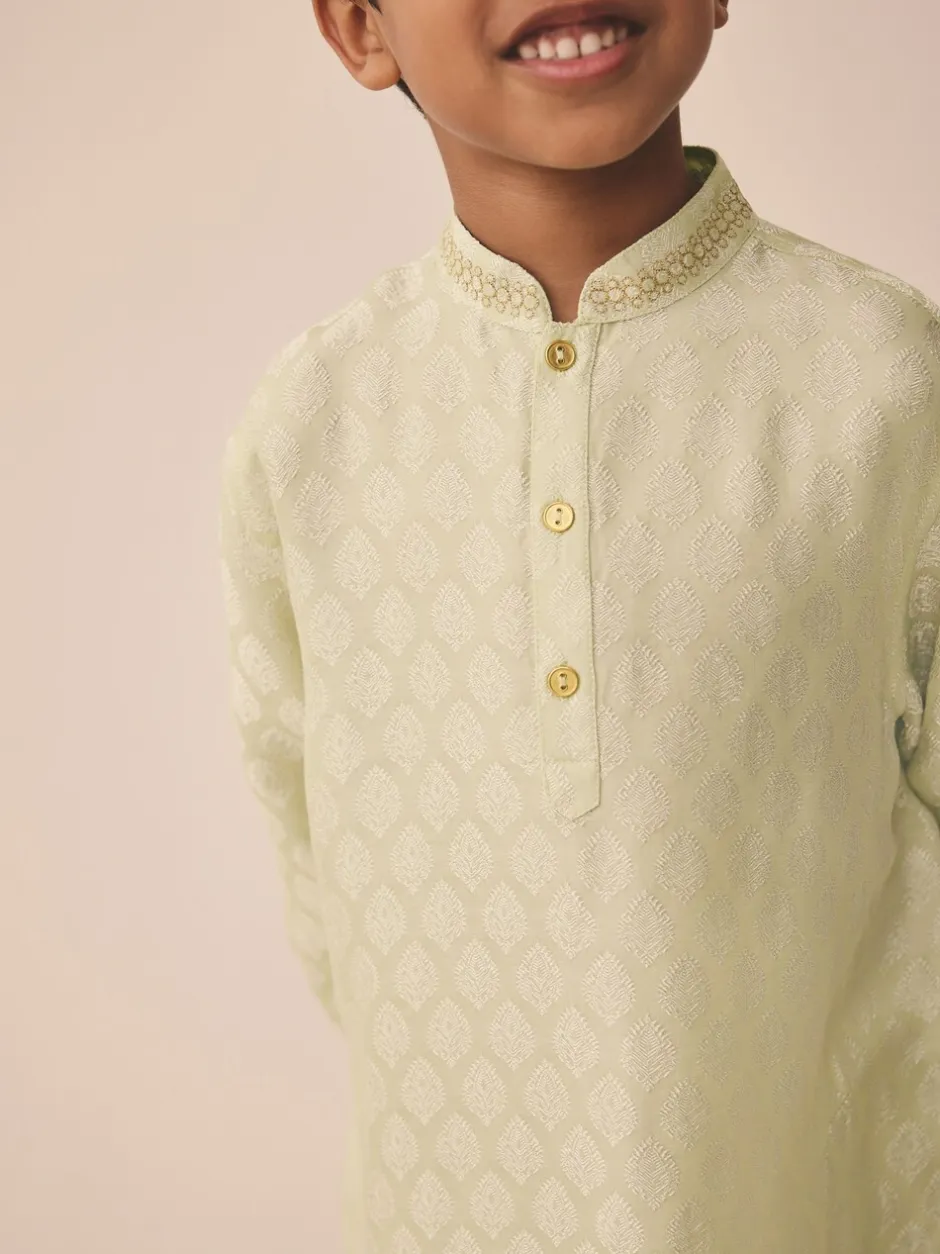 Kurtas*Next Lichtgroen geborduurd - Kurta (3mnd -16jr)
