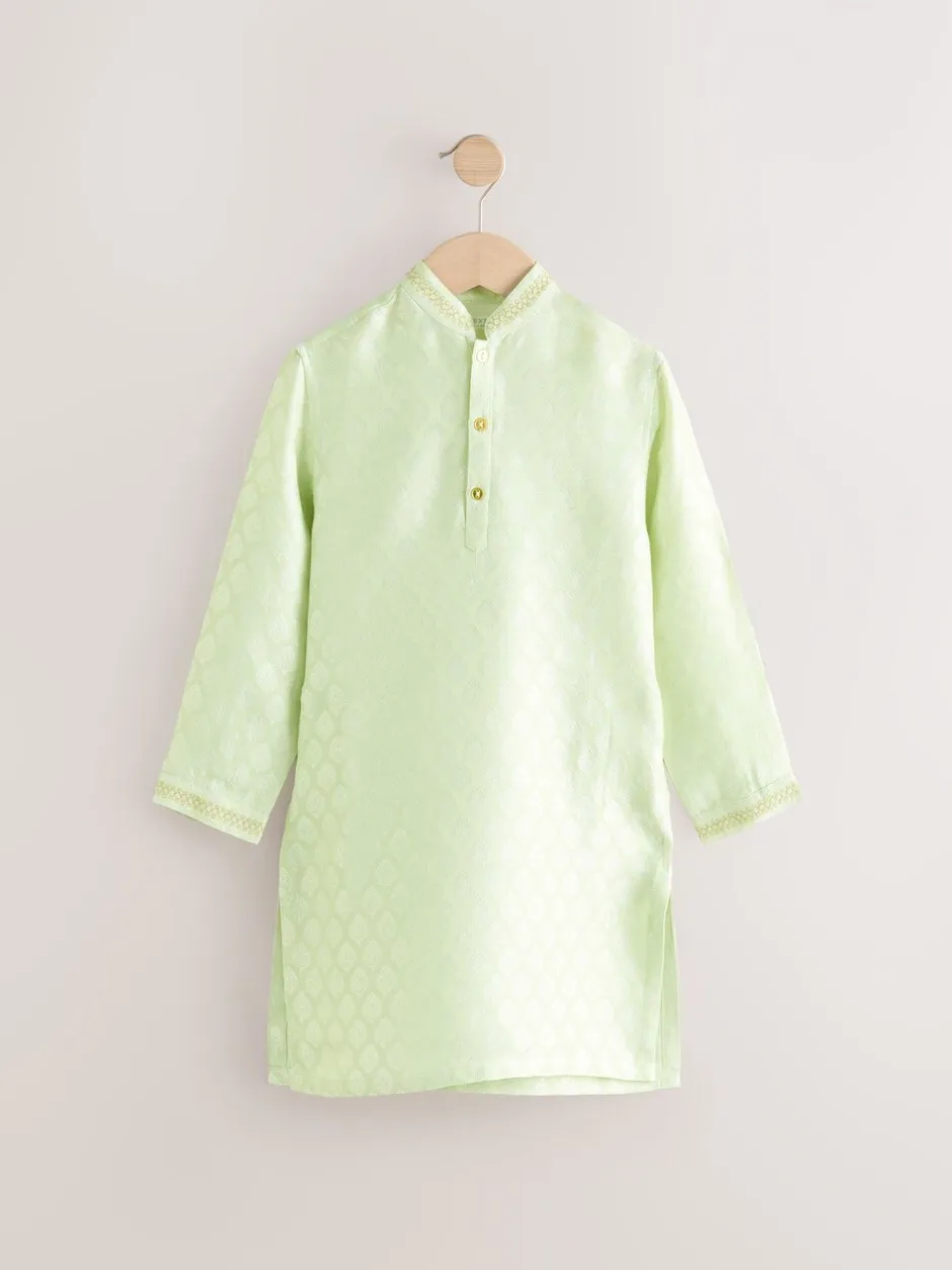 Kurtas*Next Lichtgroen geborduurd - Kurta (3mnd -16jr)