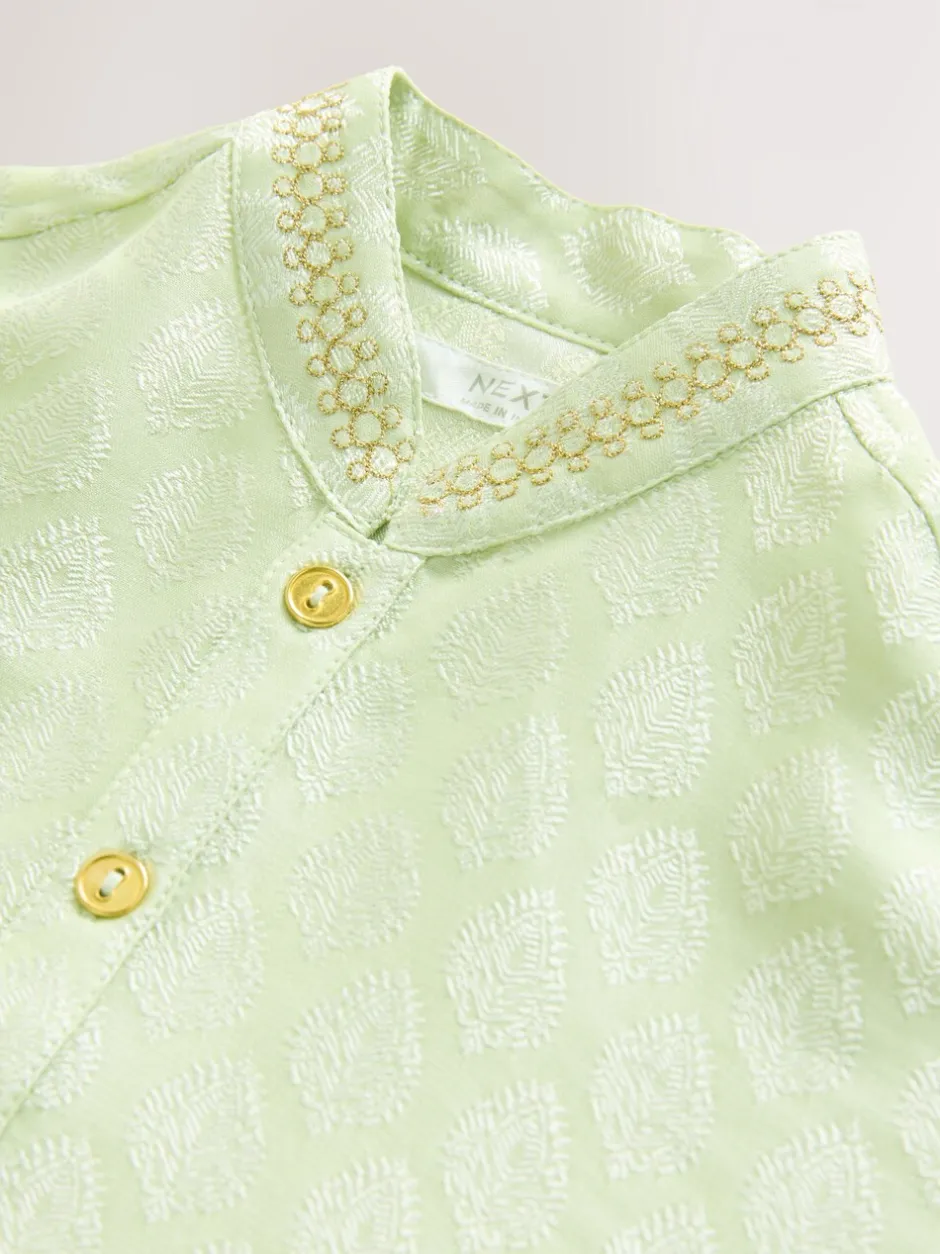 Kurtas*Next Lichtgroen geborduurd - Kurta (3mnd -16jr)