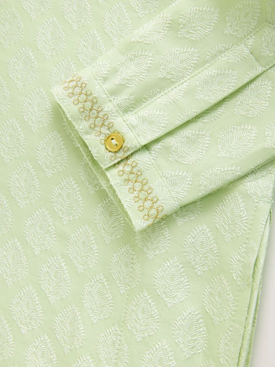 Kurtas*Next Lichtgroen geborduurd - Kurta (3mnd -16jr)