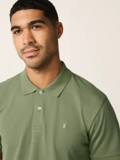 Poloshirts|Next Lichtolijfgroen - Normale Pasvorm - Piqué poloshirt met korte mouwen