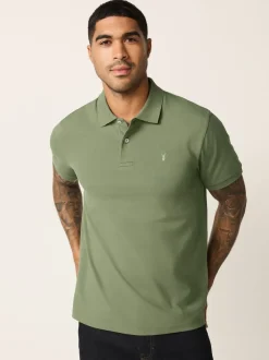 Poloshirts|Next Lichtolijfgroen - Normale Pasvorm - Piqué poloshirt met korte mouwen