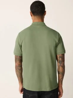 Poloshirts|Next Lichtolijfgroen - Normale Pasvorm - Piqué poloshirt met korte mouwen