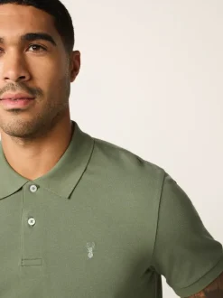 Poloshirts|Next Lichtolijfgroen - Slim Fit - Piqué poloshirt met korte mouwen