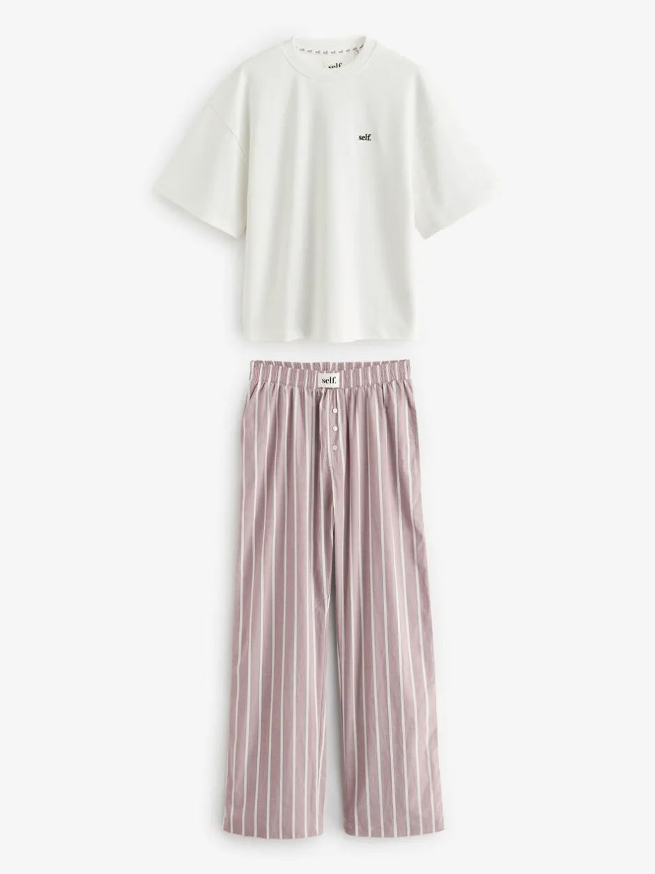 Pyjama's|Loungewear|self. - Pyjama met korte mouwen Lichtpaars
