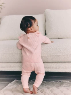 Sets En Combisets|Truien En Breisels|Next Lichtroze - Gebreide babytrui en leggings set 2 -delig (0mnd -3jr)