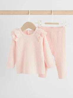 Sets En Combisets|Truien En Breisels|Next Lichtroze - Gebreide babytrui en leggings set 2 -delig (0mnd -3jr)