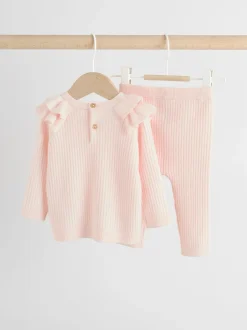 Sets En Combisets|Truien En Breisels|Next Lichtroze - Gebreide babytrui en leggings set 2 -delig (0mnd -3jr)