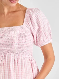 Jurken|Moederschap*Jojo Maman Bébé - gesmokte midi-zwangerschapsjurk met bloemenprint Lichtroze