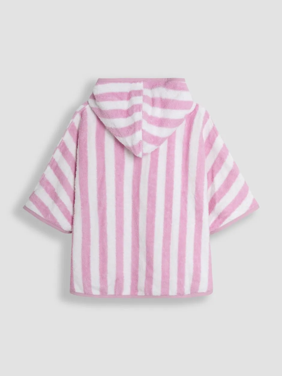 Badkleding|Badkleding*Jojo Maman Bébé - 100% katoenen handdoekponcho met vlindermotief Lichtroze