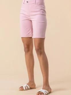 Shorts*Roman Lichtroze - stretch short met omgeslagen zoom
