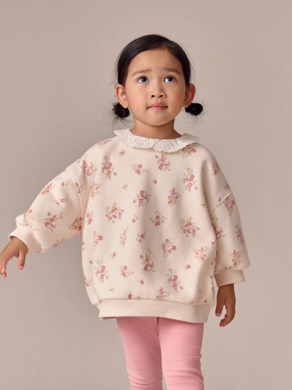 Sets En Outfits|Sweaters En Hoody´S|Next Lichtroze met fijne bloemenprint - Set van sweatshirt met kraag en legging (3mnd-7jr)