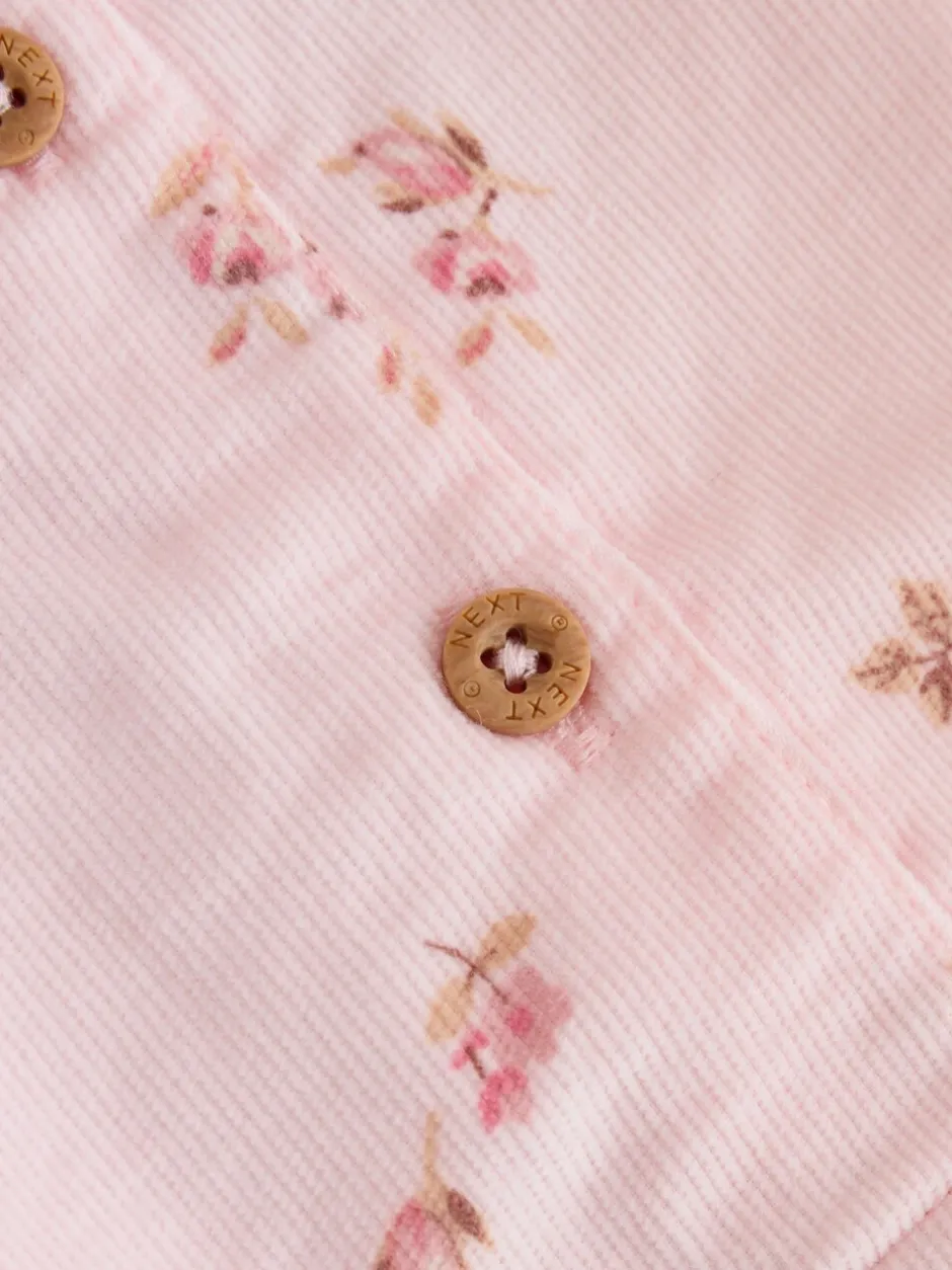 Rompertjes En Tuinbroeken|Tuinbroeken*Next - Baby Print Bodysuit met Lange mouwen en Corduroy bretelbroeken Set 2 Pieces (0mnd -2jr) Lichtroze met fijne print
