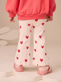 Broeken En Leggings*Next Lichtroze met hartje - Geribbelde flare legging (3 mnd-7 jr)