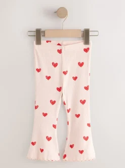 Broeken En Leggings*Next Lichtroze met hartje - Geribbelde flare legging (3 mnd-7 jr)