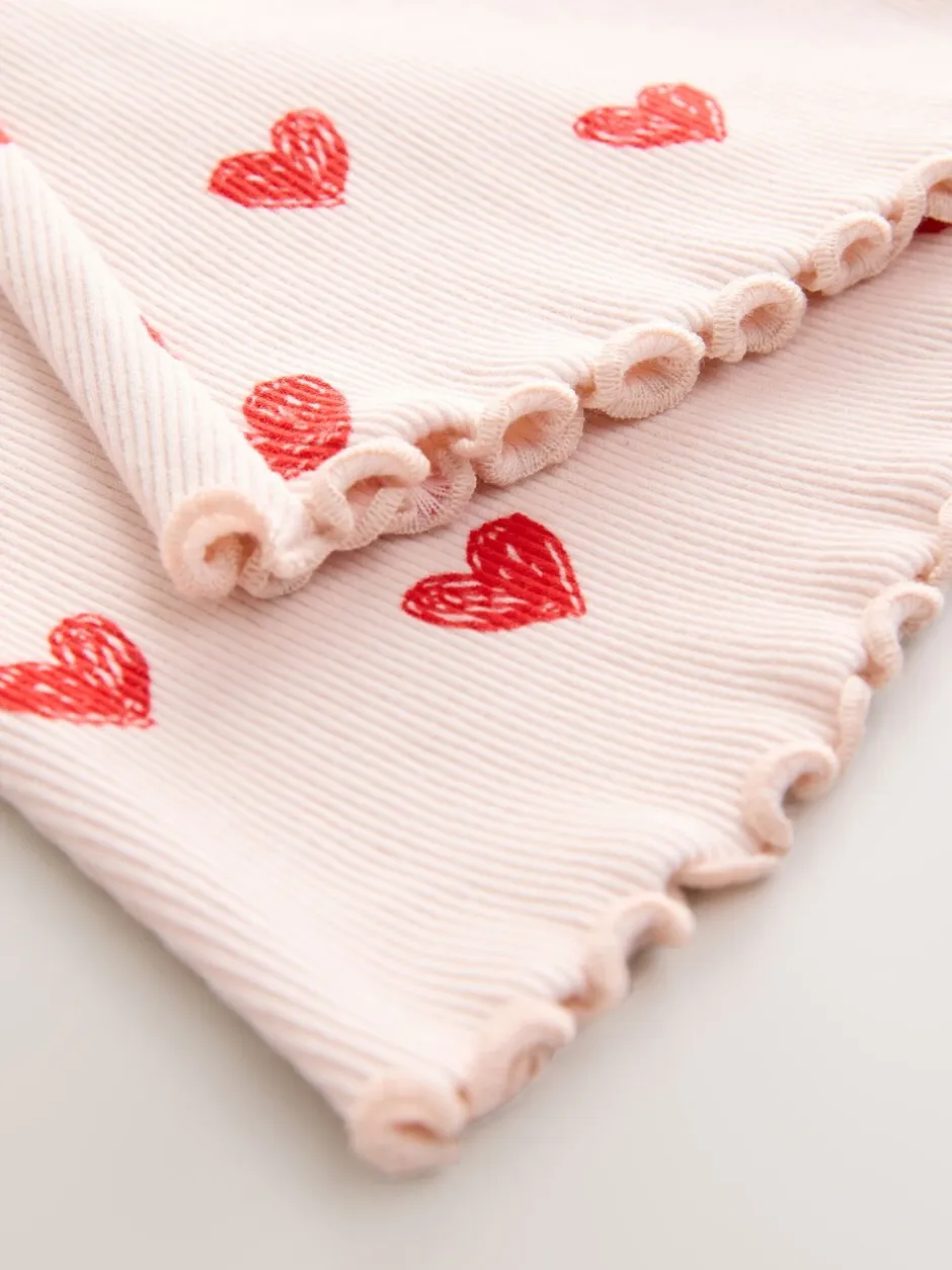 Broeken En Leggings*Next Lichtroze met hartje - Geribbelde flare legging (3 mnd-7 jr)