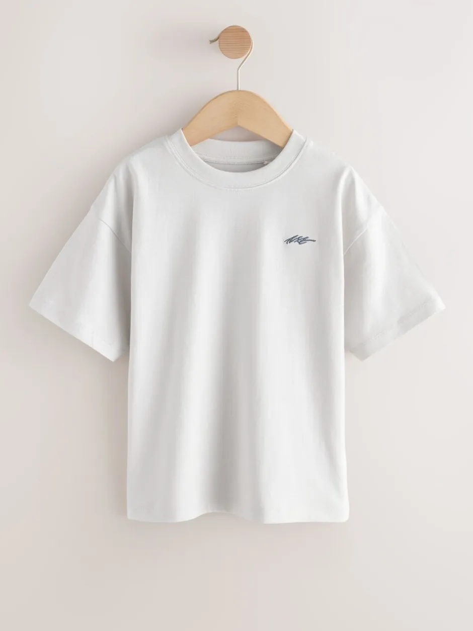 T-Shirts|Tops|Next - Short Sleeve Logo Chest Graphic T-Shirts 4 Pack (3-16yrs) Light Grey/Brown/Dark Grey/Green