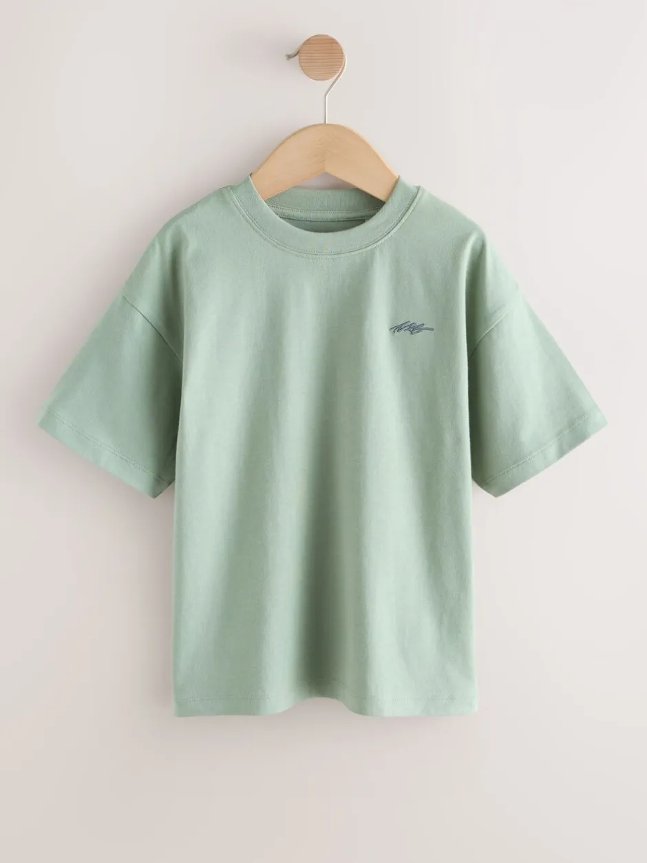 T-Shirts|Tops|Next - Short Sleeve Logo Chest Graphic T-Shirts 4 Pack (3-16yrs) Light Grey/Brown/Dark Grey/Green