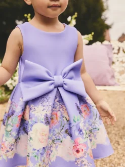 Gelegenheidskleding|Jurken*Next - Scuba Occasion Dress (3mths-7yrs) Lila met bloemenprint