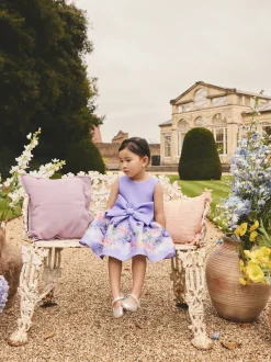 Gelegenheidskleding|Jurken*Next - Scuba Occasion Dress (3mths-7yrs) Lila met bloemenprint