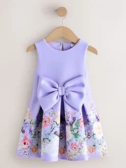 Gelegenheidskleding|Jurken*Next - Scuba Occasion Dress (3mths-7yrs) Lila met bloemenprint