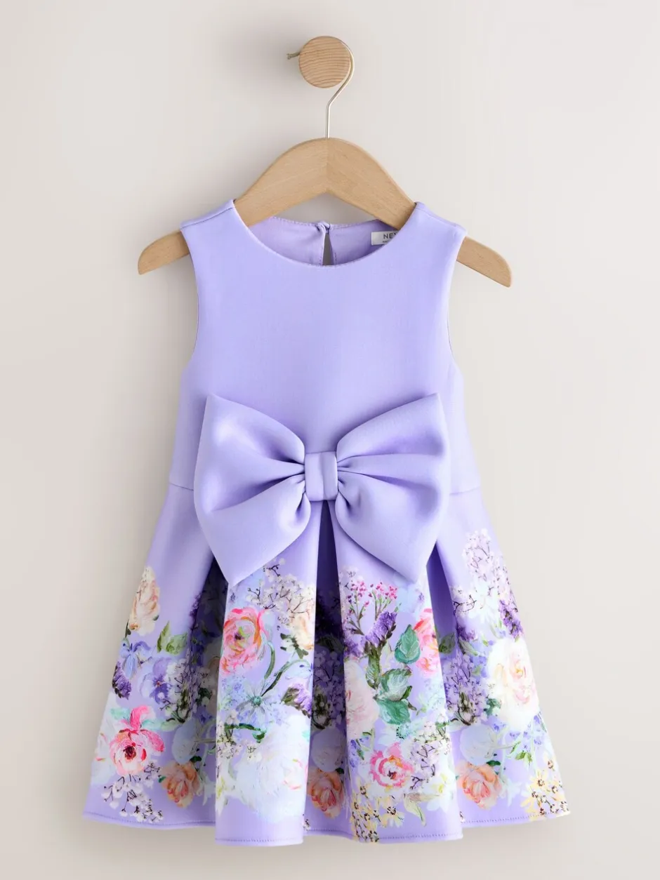 Gelegenheidskleding|Jurken*Next - Scuba Occasion Dress (3mths-7yrs) Lila met bloemenprint