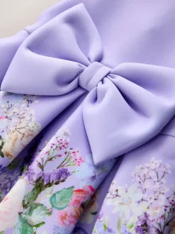 Gelegenheidskleding|Jurken*Next - Scuba Occasion Dress (3mths-7yrs) Lila met bloemenprint