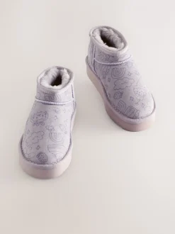 Pantoffels|Next - Slipper Ankle Boots Lila met figuurtjes