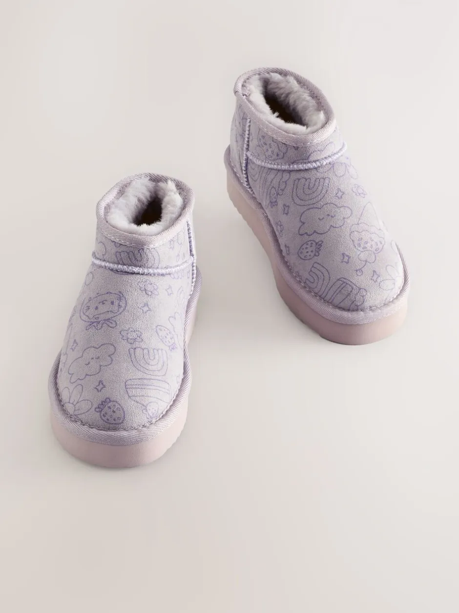 Pantoffels|Next - Slipper Ankle Boots Lila met figuurtjes