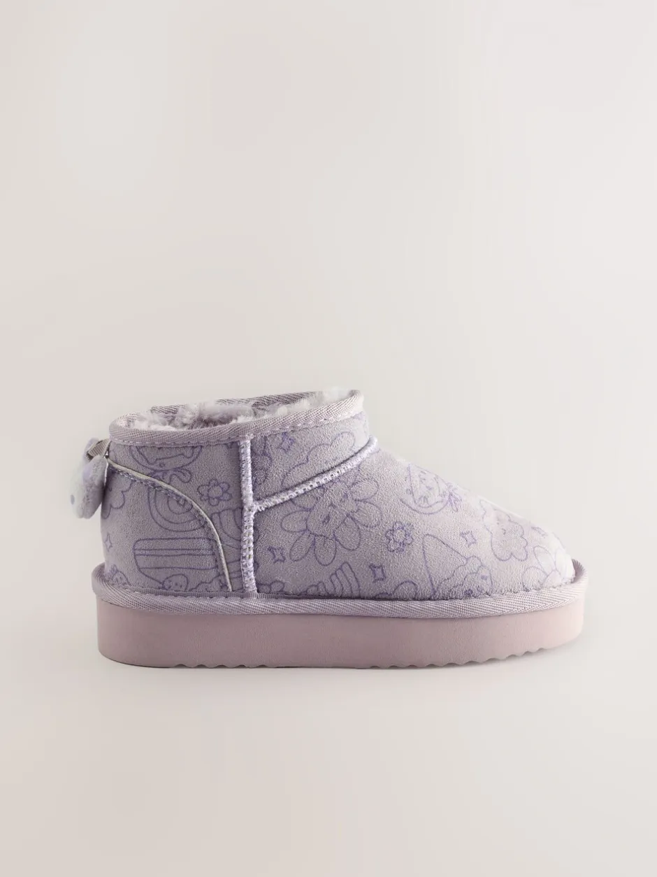 Pantoffels|Next - Slipper Ankle Boots Lila met figuurtjes