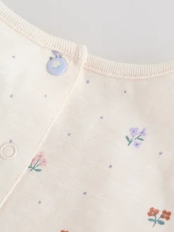 Rompertjes En Tuinbroeken|Babypakjes En Babypyjama's|Next - 3 Rompertjes Lilac and Ecru Floral Frill Shoulder