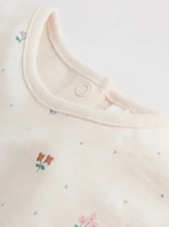 Rompertjes En Tuinbroeken|Babypakjes En Babypyjama's|Next - 3 Rompertjes Lilac and Ecru Floral Frill Shoulder