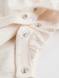 Rompertjes En Tuinbroeken|Babypakjes En Babypyjama's|Next - 3 Rompertjes Lilac and Ecru Floral Frill Shoulder