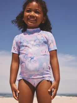 Badkleding|Badkleding|Next - Zonbeschermende zwemset met korte mouwen (3mnd-10jr) Lilac Purple Butterfly Foil