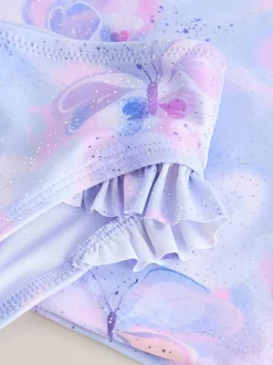 Badkleding|Badkleding|Next - Zonbeschermende zwemset met korte mouwen (3mnd-10jr) Lilac Purple Butterfly Foil