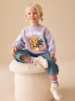 Sweaters En Hoody´S|Next Lilac Purple Spot Cat - Sweatshirt met ronde hals (3 mnd-7 jr)